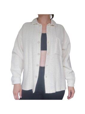 Vintage Gaucho Beige Knit Cotton Sweater Cardigan Women Size L Normcore Grandmac